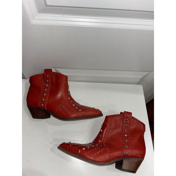 Sam Edelman Women’s Brian Red Studded Ankle Boots size 7.5 - Picture 8 of 10